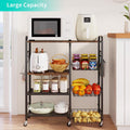 Rolling Kitchen Microwave Cart - 4 Tier Microwave Table Stand with Pull-Out Baskets, Coffee Bar Baker's Rack with Wheels